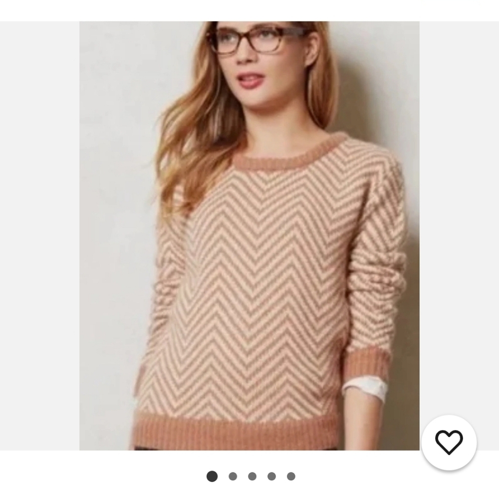 Ganni Beige Chevron Sweater